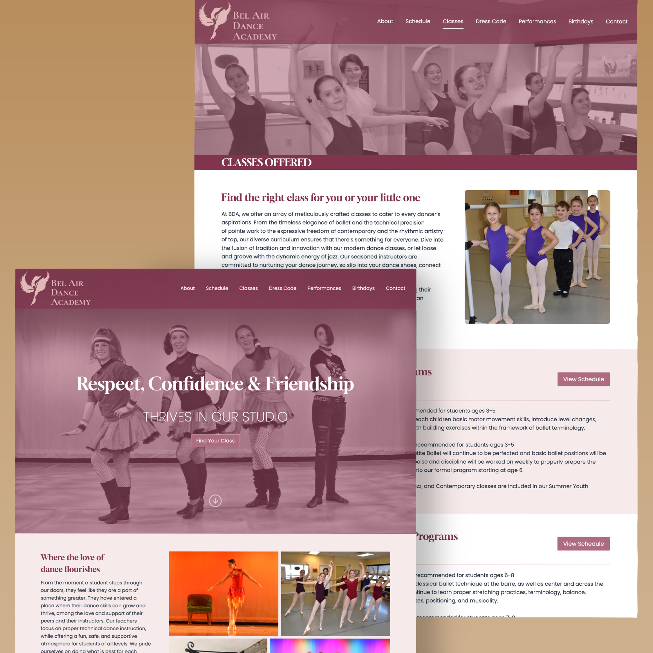 Bel Air Dance Academy Website - Main St. Design